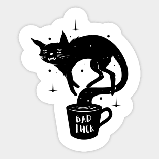 Bad luck , black cat and coffee Sticker